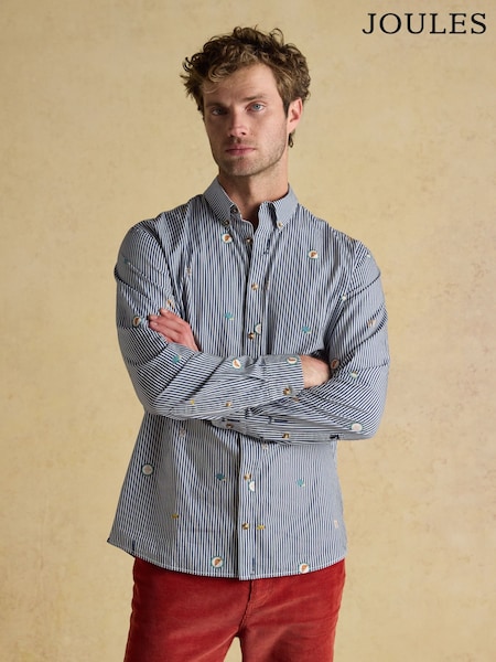 Joules Classic Fit Blue Cotton Printed Shirt (AW5564) | £49.50