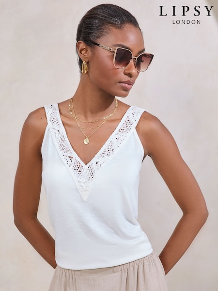 Lipsy White Crochet Detail Vest (AW5619) | £26