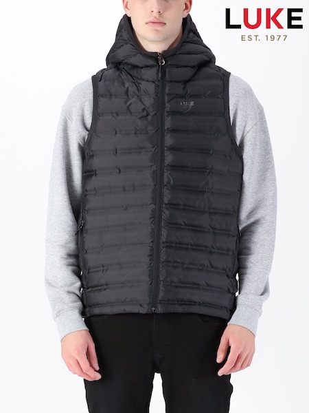 Luke 1977 New Global Hooded Black Gilet (AW5674) | £85
