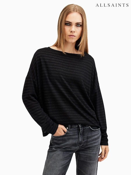 AllSaints Black Rita Stripe T-Shirt (AW5691) | £59