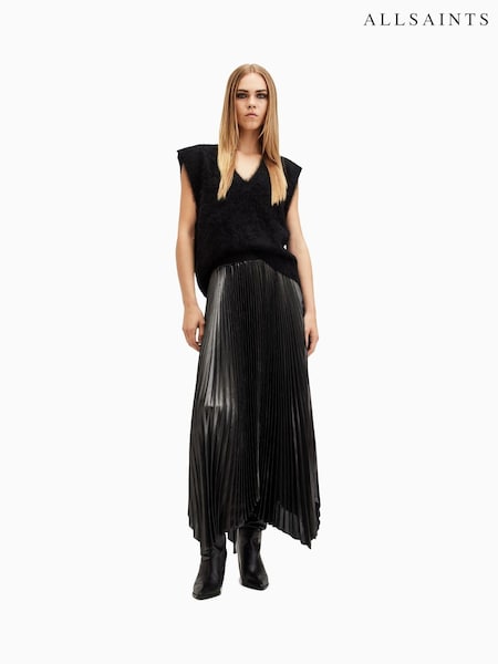 AllSaints Grey Phia Metallic Skirt (AW5729) | £159