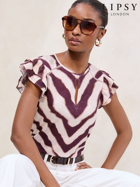 Lipsy Animal Printed Keyhole Detail Shell Top (AW5742) | £34