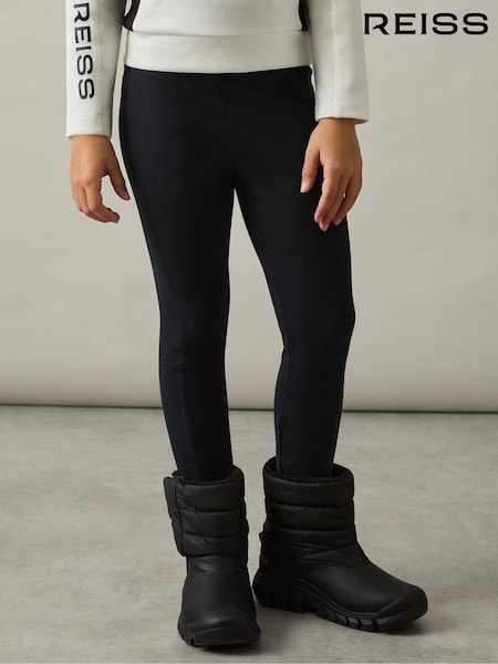 Reiss Black Kristen Stretch-Cotton Logo-Print Leggings (AW5772) | £14