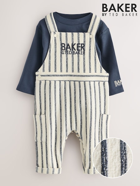 Baker by Ted Baker Long Sleeve T-Shirt and Striped Dungarees Set (AW5813) | £35 - £38