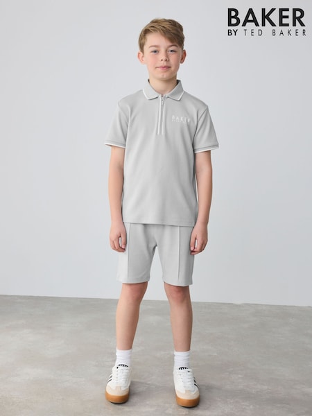 Baker by Ted Baker Grey 100% Cotton Polo Shirt and Shorts Set (AW5827) | £38 - £43