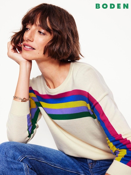 Boden Cream Lara Relaxed 100% Cotton Jumper (AW5998) | £70