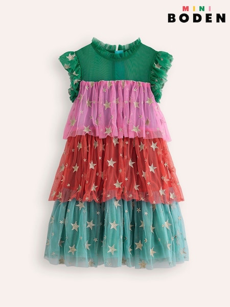 Boden Pink Star Tiered Tulle Christmas Dress (AW6012) | £59 - £65