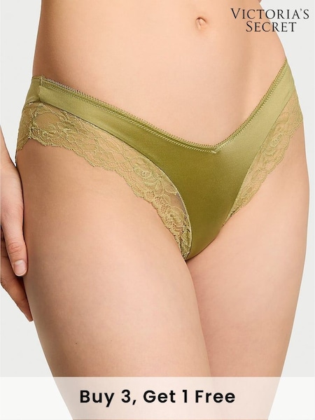 Victoria's Secret Moss Green Cheeky Rose Lace Trim Knickers (AW6304) | £14