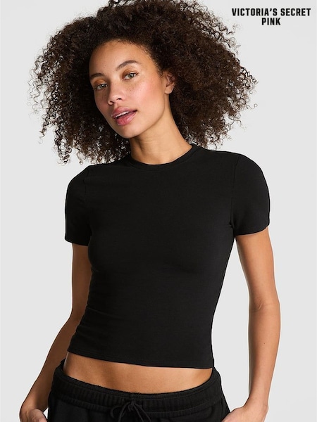 Victoria's Secret PINK Black Cropped T-Shirt (AW6308) | £25