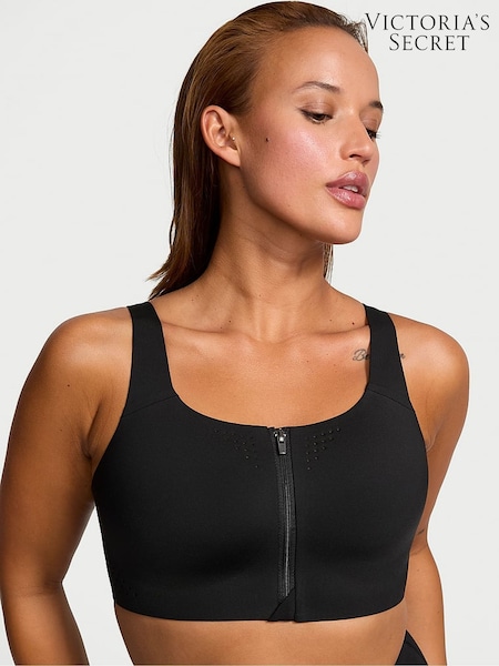 Victoria's Secret Black and White Front Close Featherweight Max High Support Sports Bra (AW6336) | £55