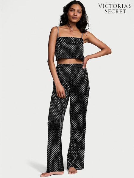 Victoria's Secret Black Dots Satin Cropped Pyjama Set (AW6341) | £85