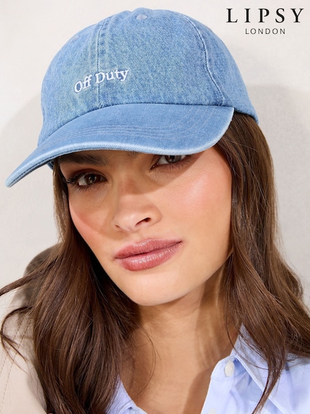 Lipsy Denim Blue Embriodered Graphic Cap (AW6420) | £15