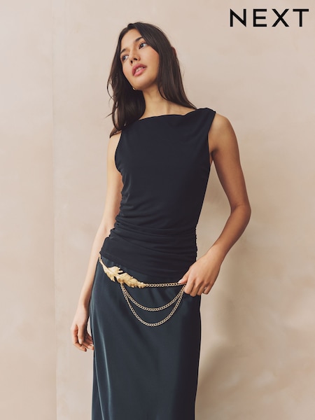 Gold Tone Feather Chain Belt (AW6457) | £24