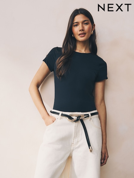 Black PU Tie Fasten Belt (AW6465) | £18