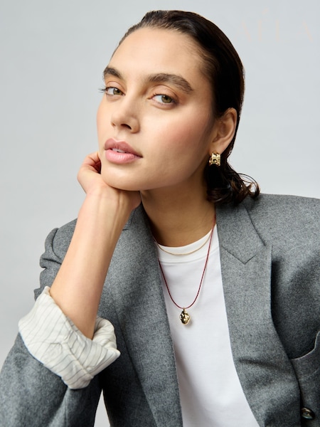 Aela Genuine Leather Cord 18k Gold Plated Snakechain Multirow Necklace (AW6548) | £40