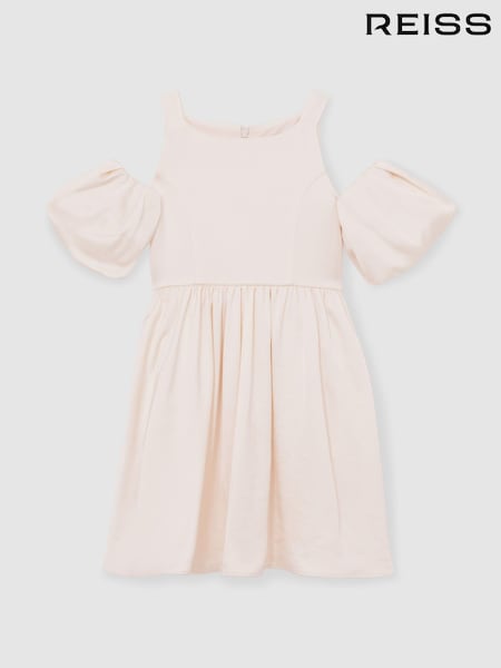 Reiss Ivory Christelle 13-14 yrs Sateen Puff-Sleeve Bridesmaid Dress (AW6605) | £99