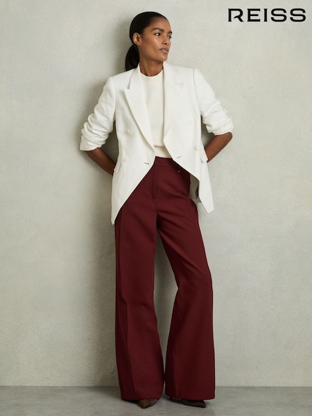 Reiss Dark Red Heather Petite Palazzo Tailored Trousers (AW6609) | £140