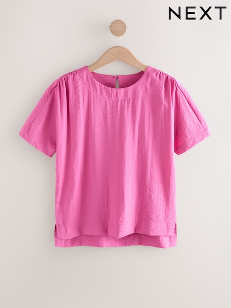 Pink Textured Boxy T-Shirt (AW6633) | £20