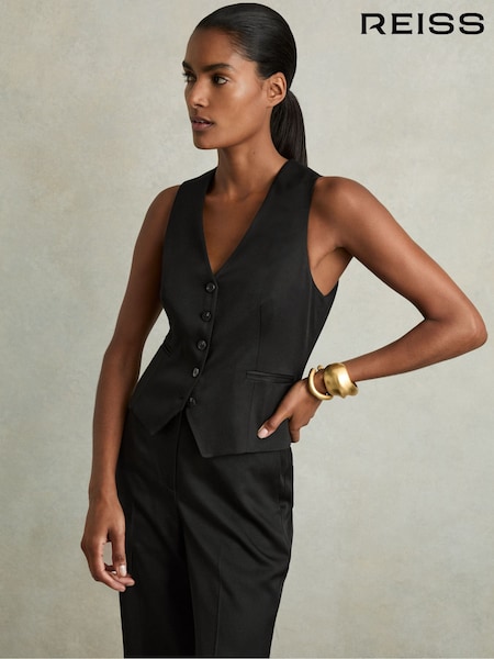 Reiss Black Millie Single-Breasted Tailored Waistcoat (AW6746) | £158