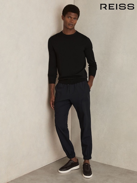 Reiss Navy Climb Drawstring Technical Cuffed Trousers (AW6772) | £138