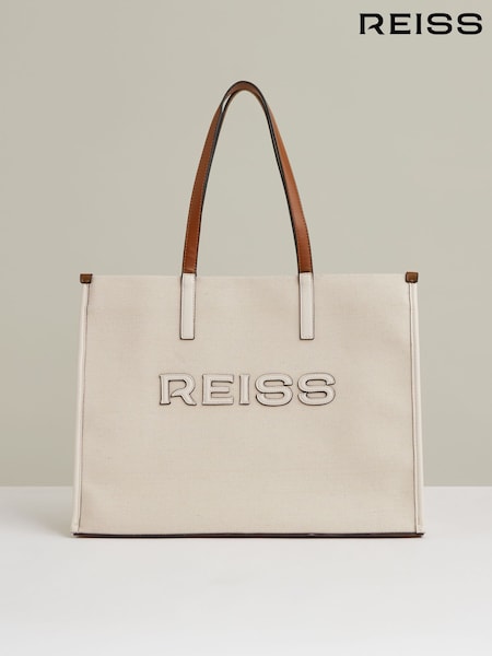 Reiss Natural Lola Canvas Logo Tote (AW6779) | £98