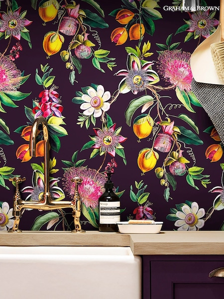 Graham & Brown Blackcurrant Physic Garden A4 Wallpaper Sample (AW6822) | £1