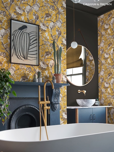Graham & Brown Yellow Perrow A4 Wallpaper Sample (AW6851) | £1