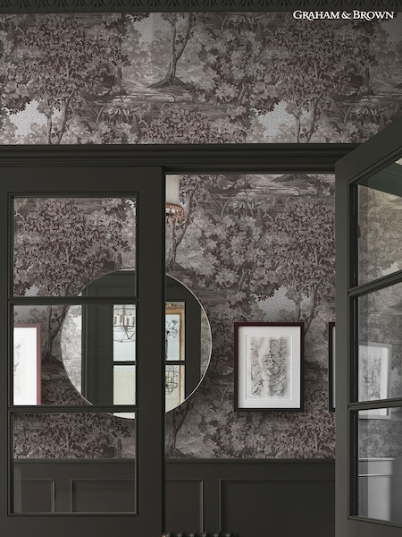Graham & Brown Etching Charcoal Bodenham A4 Wallpaper Sample (AW6863) | £1