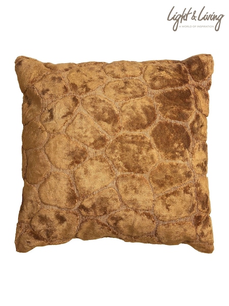 Light & Living Tan Brown Zirafi Textured Cushion (AW7025) | £33