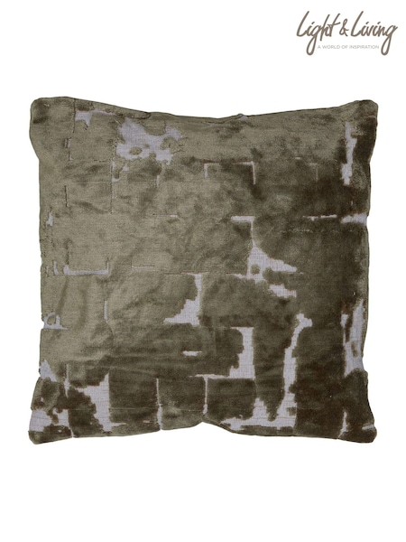 Light & Living Green Huslia Textured Abstract Cushion (AW7031) | £33