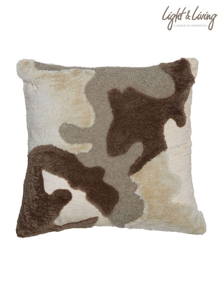 Light & Living Brown Cetuno Textured Abstract Cushion (AW7033) | £62