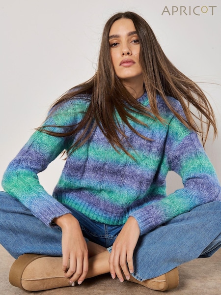 Apricot Blue Cable Space Dye Boxy Jumper (AW7068) | £39