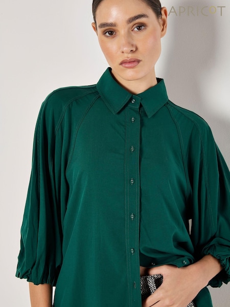 Apricot Green Seam Detail Puff Sleeve Shirt (AW7085) | £39