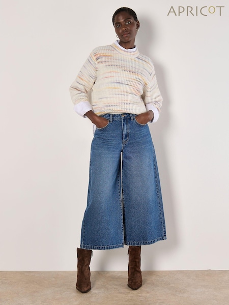 Apricot Cream Space Dye Lines Fisherman Jumper (AW7114) | £39