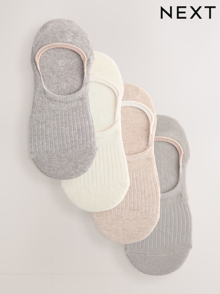 Ribbed Neutral Invisible Socks 4 Pack (AW7179) | £9