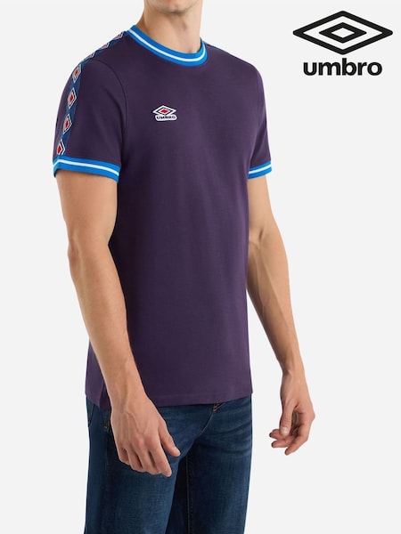Umbro Purple Infilled Tape 100% Cotton T-Shirt (AW7269) | £30