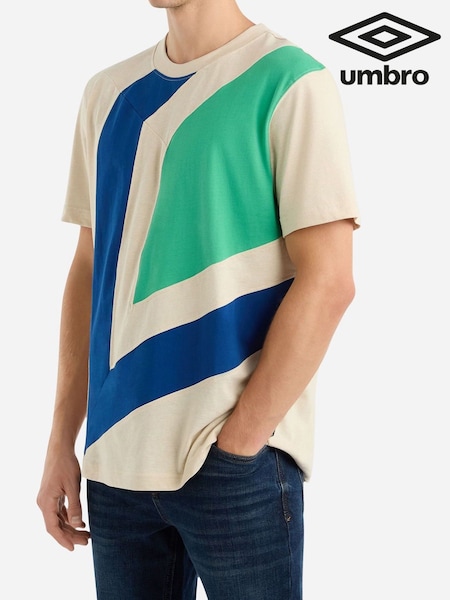 Umbro Cream Diagonal Diamond 100% Cotton T-Shirt (AW7296) | £30