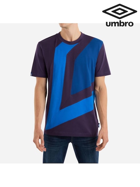 Umbro Purple Diagonal Diamond 100% Cotton T-Shirt (AW7297) | £30
