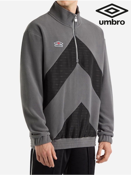 Umbro Grey Panelled Quarter Zip Fleece (AW7317) | £55