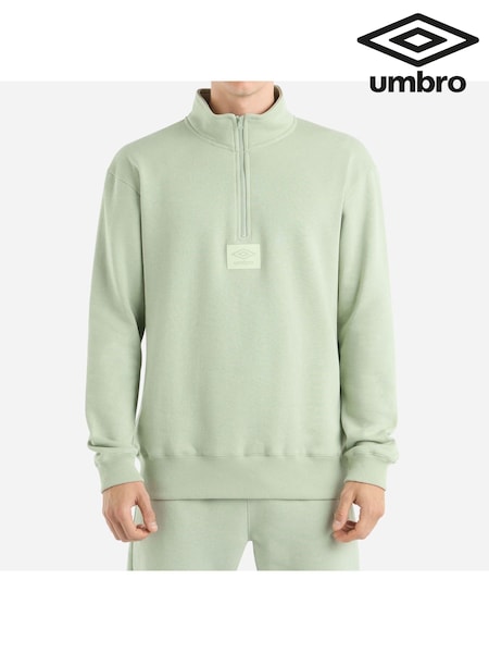 Umbro Green Small Logo Quarter Zip Fleece (AW7322) | £40