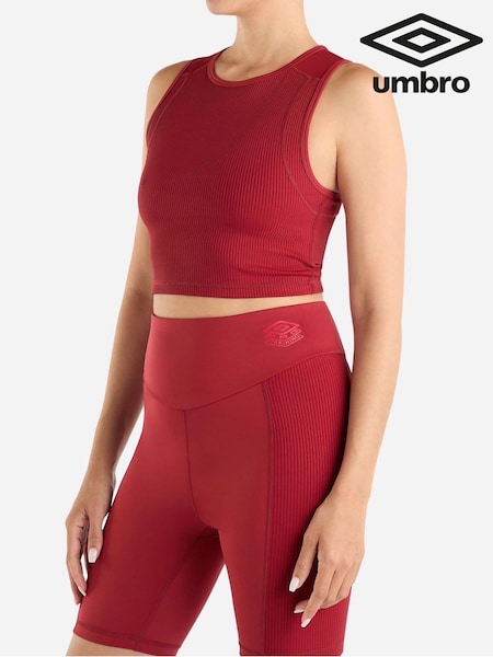 Umbro Red Pro Training Ribbed Crop Top (AW7367) | £30
