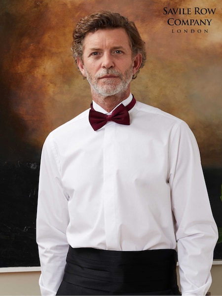 Classic Fit The Savile Row Company  White Wing Collar Dinner 100% Cotton Shirt Double Cuff (AW7404) | £55