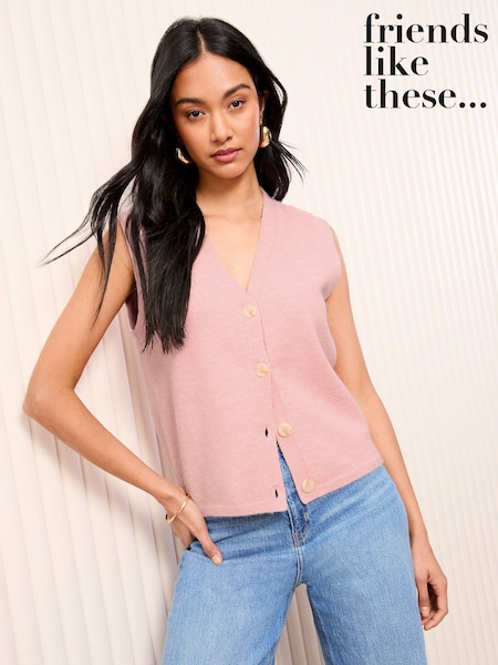 Friends Like These Pink Knitted Waistcoat (AW7723) | £36