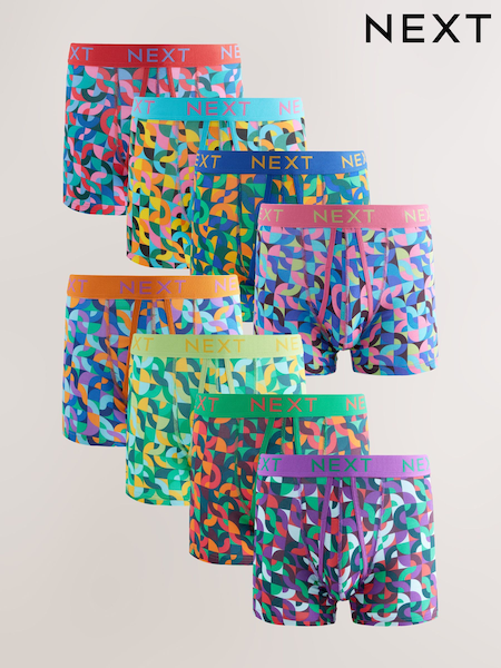 Bright Geometric Pattern A-Front Boxers 8 Pack (AW7878) | £46