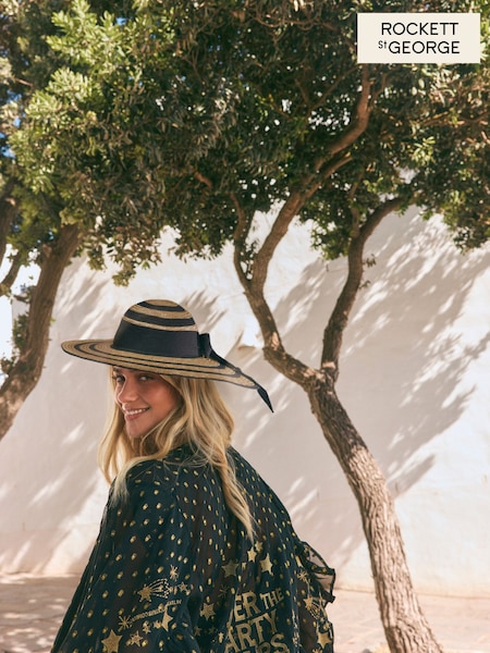 Rockett St George Black Stripe Floppy Beach Hat (AW8000) | £26