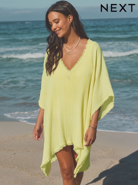 Lime Green Double Cloth 100% Cotton Cover-Up (AW8040) | £32