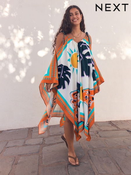 Tropical Leopard Print Cold Shoulder Cover-Up (AW8046) | £36