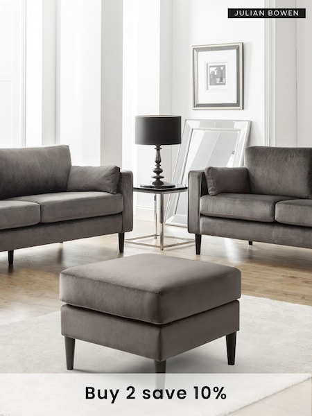 Julian Bowen Grey Velvet Hayward Ottoman (AW8175) | £155
