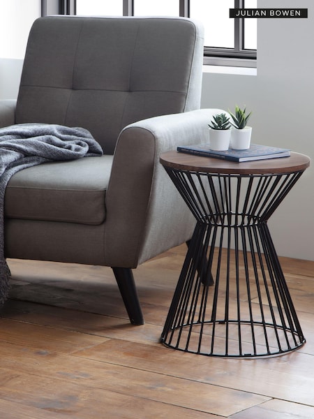 Julian Bowen Walnut Black Jersey Round Wire Lamp Table (AW8183) | £120