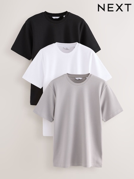Navy/White/Stone Smart Soft Touch Heavyweight T-Shirts 3 Pack (AW8242) | £45